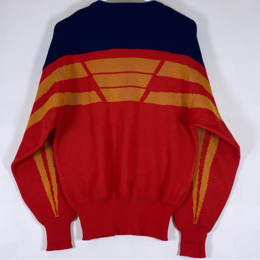 Obermeyer Sweater Round Neck  Men's M Ski Apine   Red Blue Yellow - Picture 2 of 14